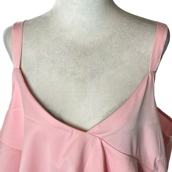 Eloquii Ruffled Layered Asymmetrical Tank Top Pink Plus size 16 - Picture 7 of 12